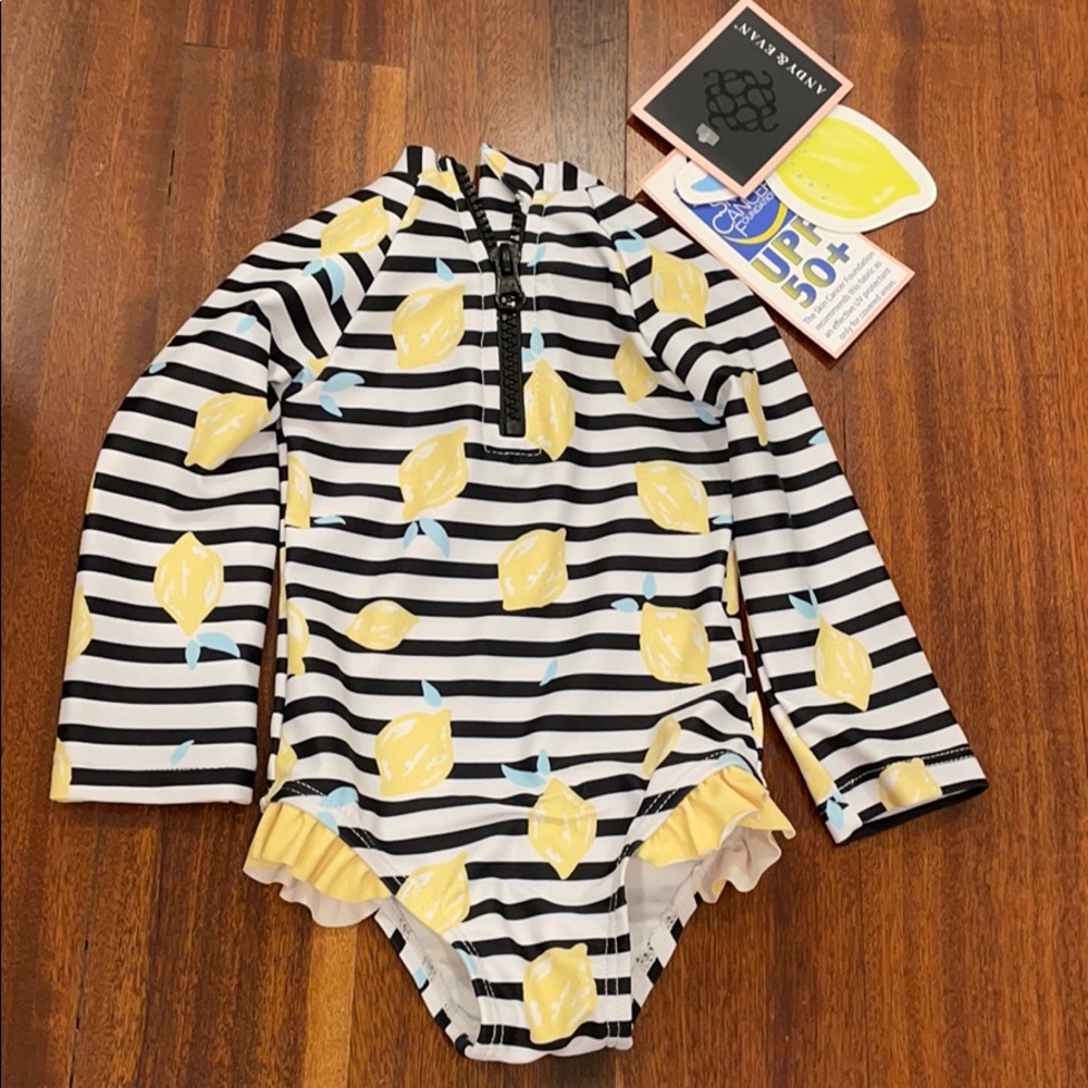 Andy & Evan infant lemon swim suit 0-3m NWT